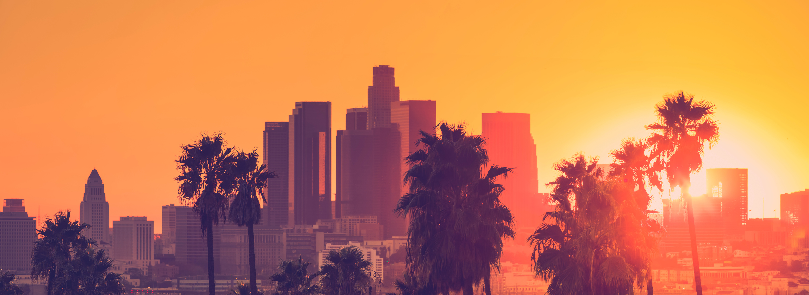 Downtown Los Angeles photographed at sunset